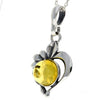 925 Sterling Silver & Baltic Amber Modern Heart Pendant- 1626