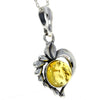 925 Sterling Silver & Baltic Amber Modern Heart Pendant- 1626