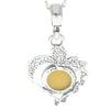 925 Sterling Silver & Baltic Amber Modern Heart Pendant- 1626