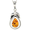 925 Sterling Silver & Baltic Amber Classic Designer Pendant - 1940