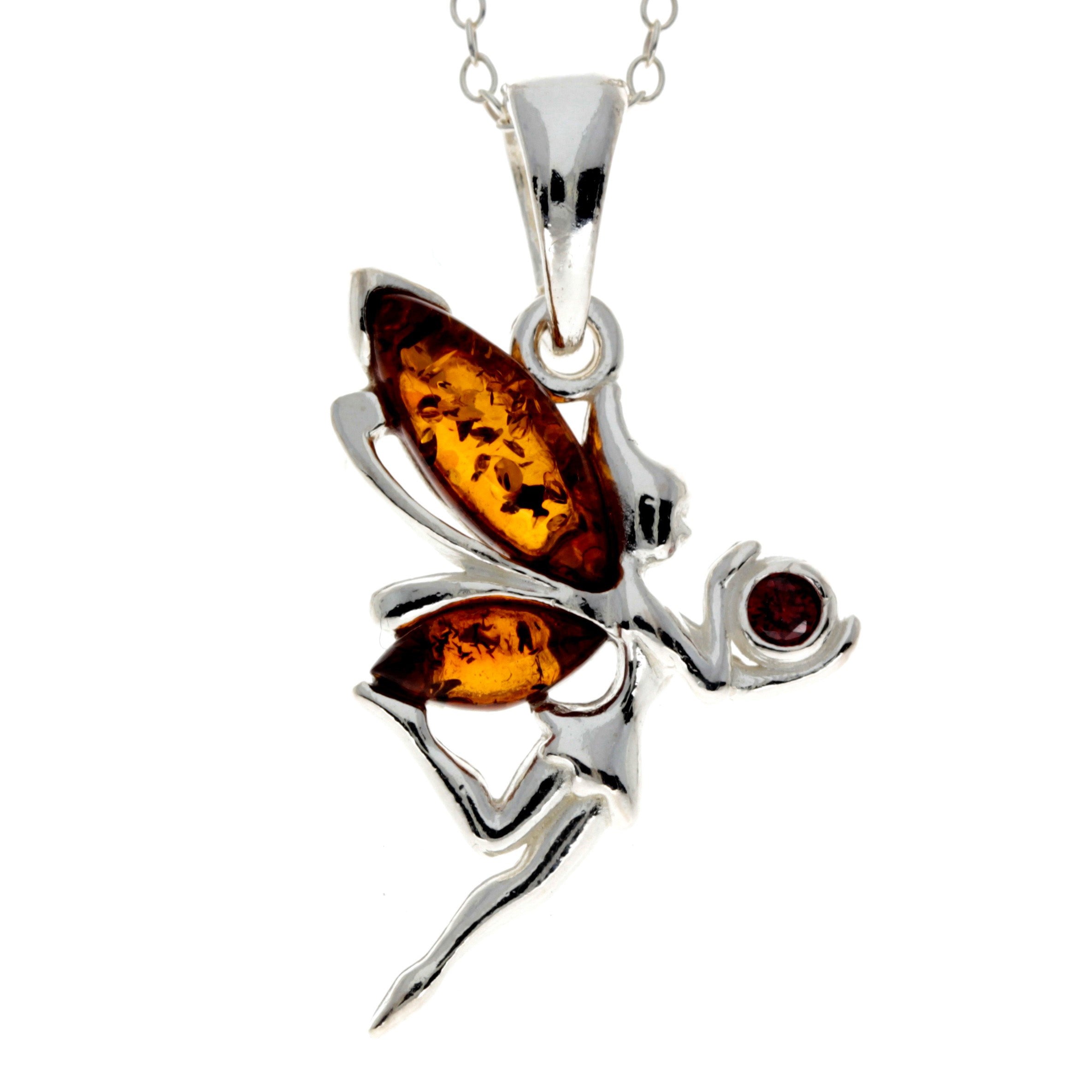 925 Sterling Silver & Baltic Amber Modern Fairytale Pendant - GL2024