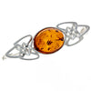 925 Sterling Silver & Baltic Amber Celtic Classic Brooch - 4024