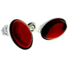 925 Sterling Silver & Oval Baltic Amber Large Classic Studs Earrings - M646