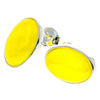 925 Sterling Silver & Oval Baltic Amber Large Classic Studs Earrings - M646