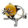 925 Sterling Silver & Baltic Amber Cat Brooch - 4174