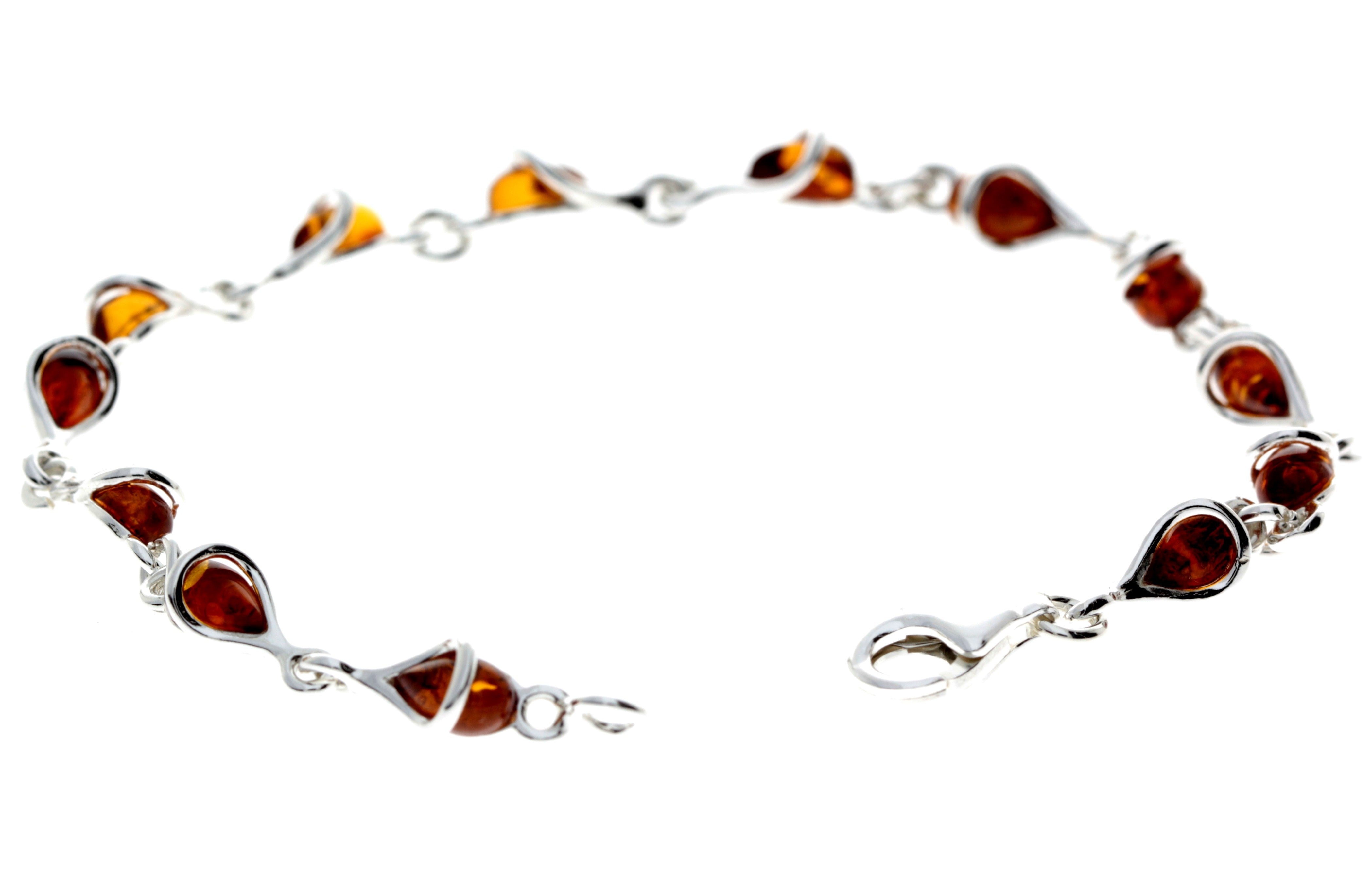 925 Sterling Silver & Baltic Amber Modern Link Bracelet - GL554