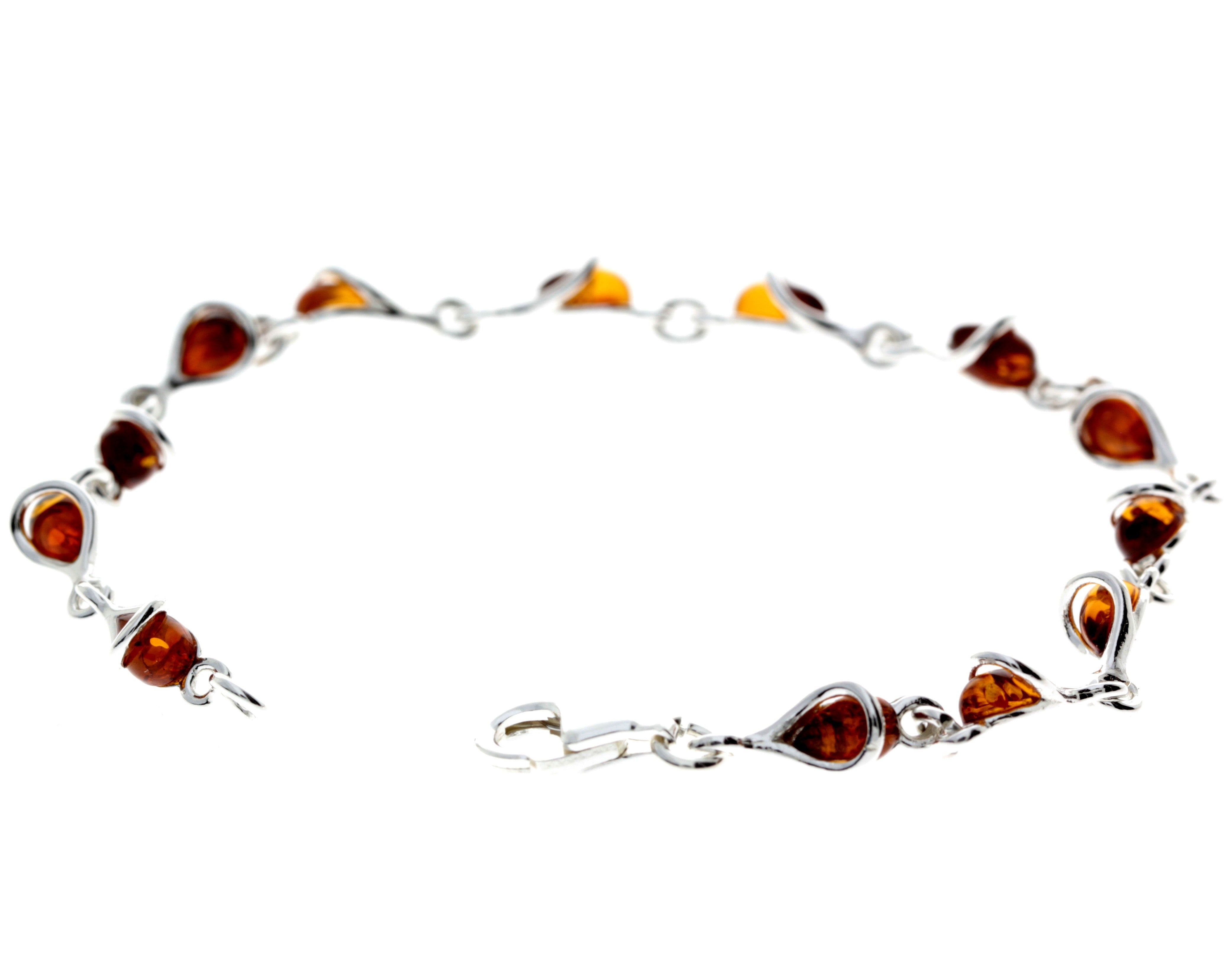 925 Sterling Silver & Baltic Amber Modern Link Bracelet - GL554