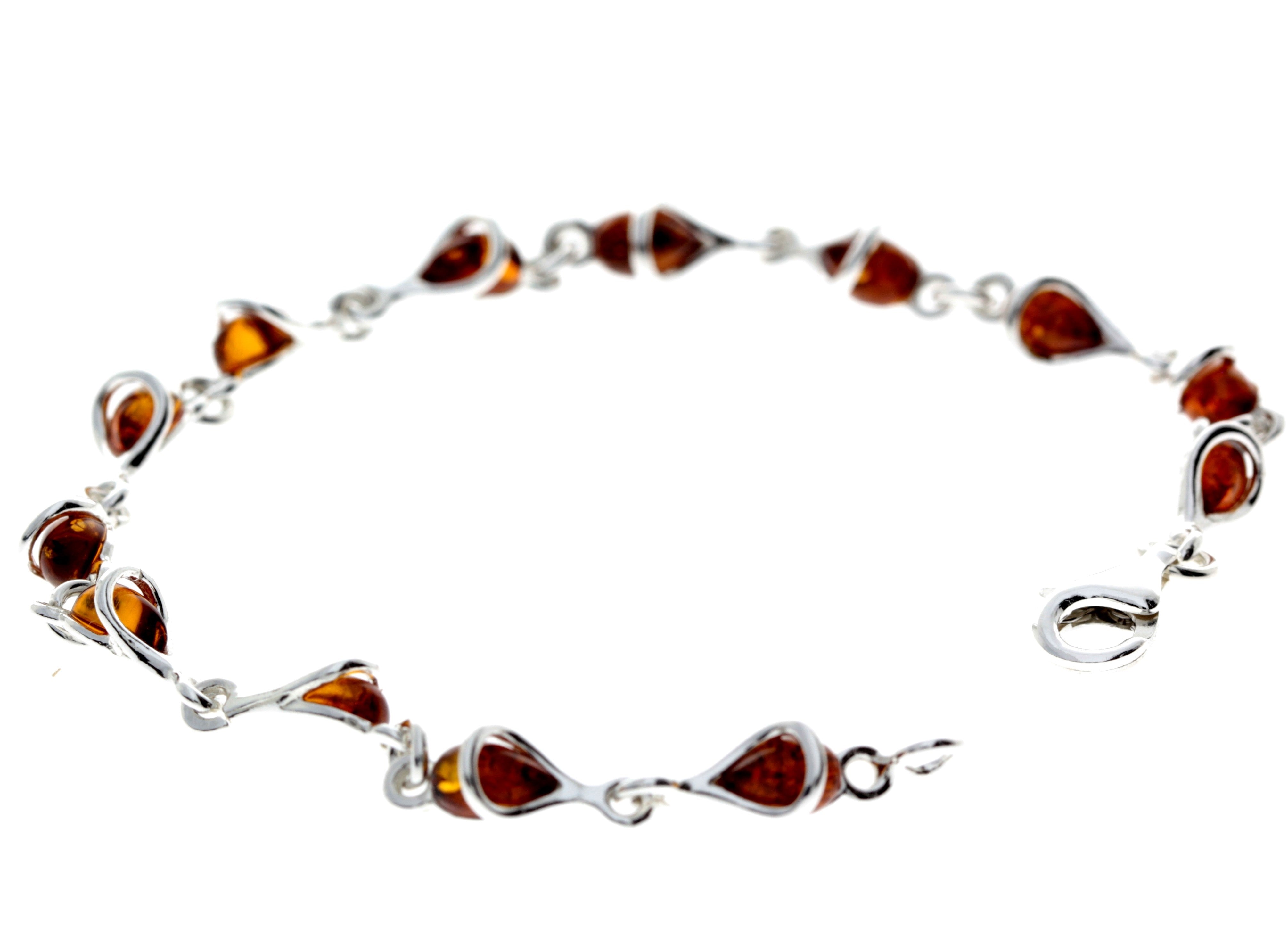 925 Sterling Silver & Baltic Amber Modern Link Bracelet - GL554