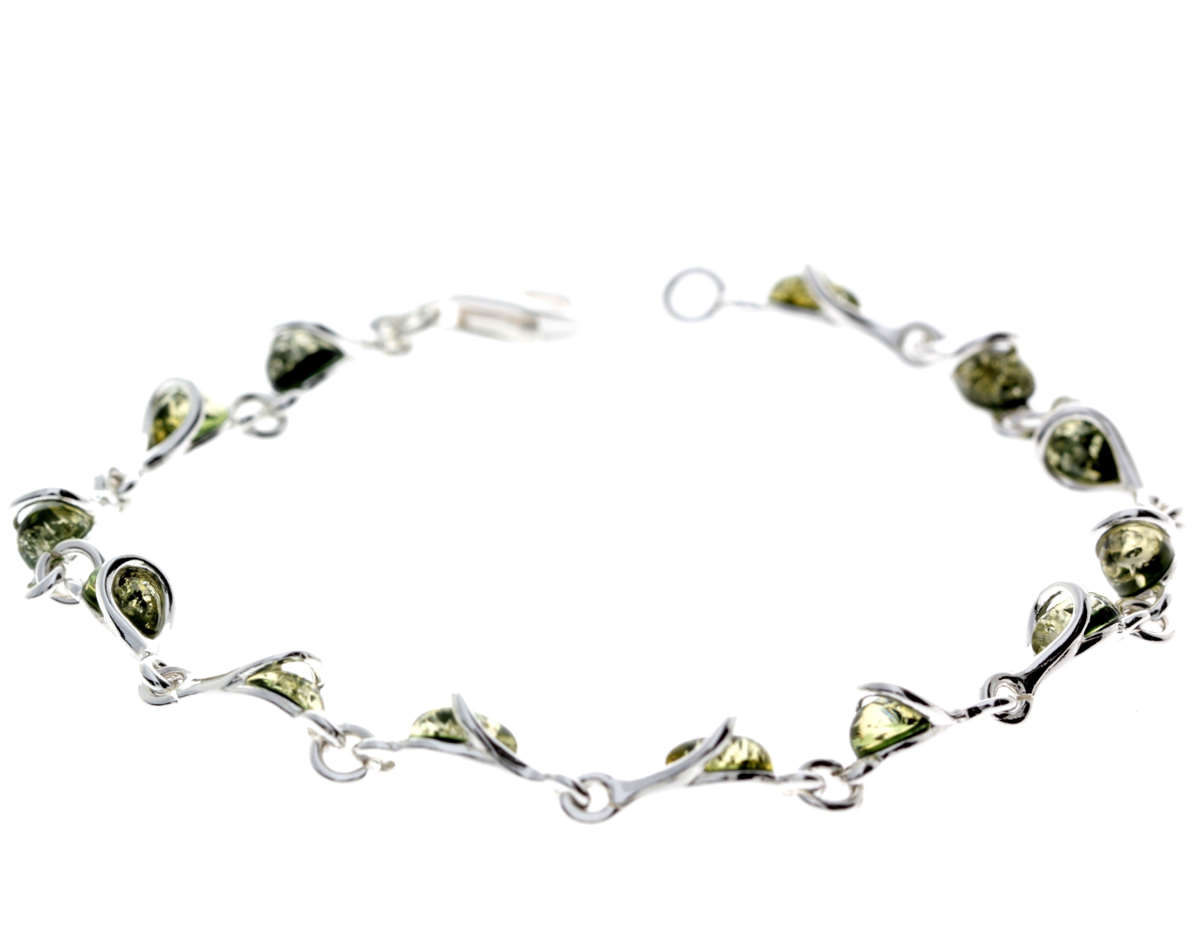 925 Sterling Silver & Baltic Amber Modern Link Bracelet - GL554