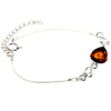 925 Sterling Silver & Baltic Amber Adjustable Bracelet with Silver Hearts - M557