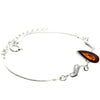 925 Sterling Silver & Baltic Amber Modern Adjustable Bracelet 20 cm - M552