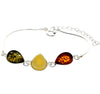 925 Sterling Silver & Baltic Amber Classic Adjustable Bracelet 20 cm - M554