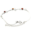 925 Sterling Silver & Baltic Amber Adjustable Bracelet with Silver Hearts - M569