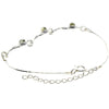 925 Sterling Silver & Baltic Amber Adjustable Bracelet with Silver Hearts - M569