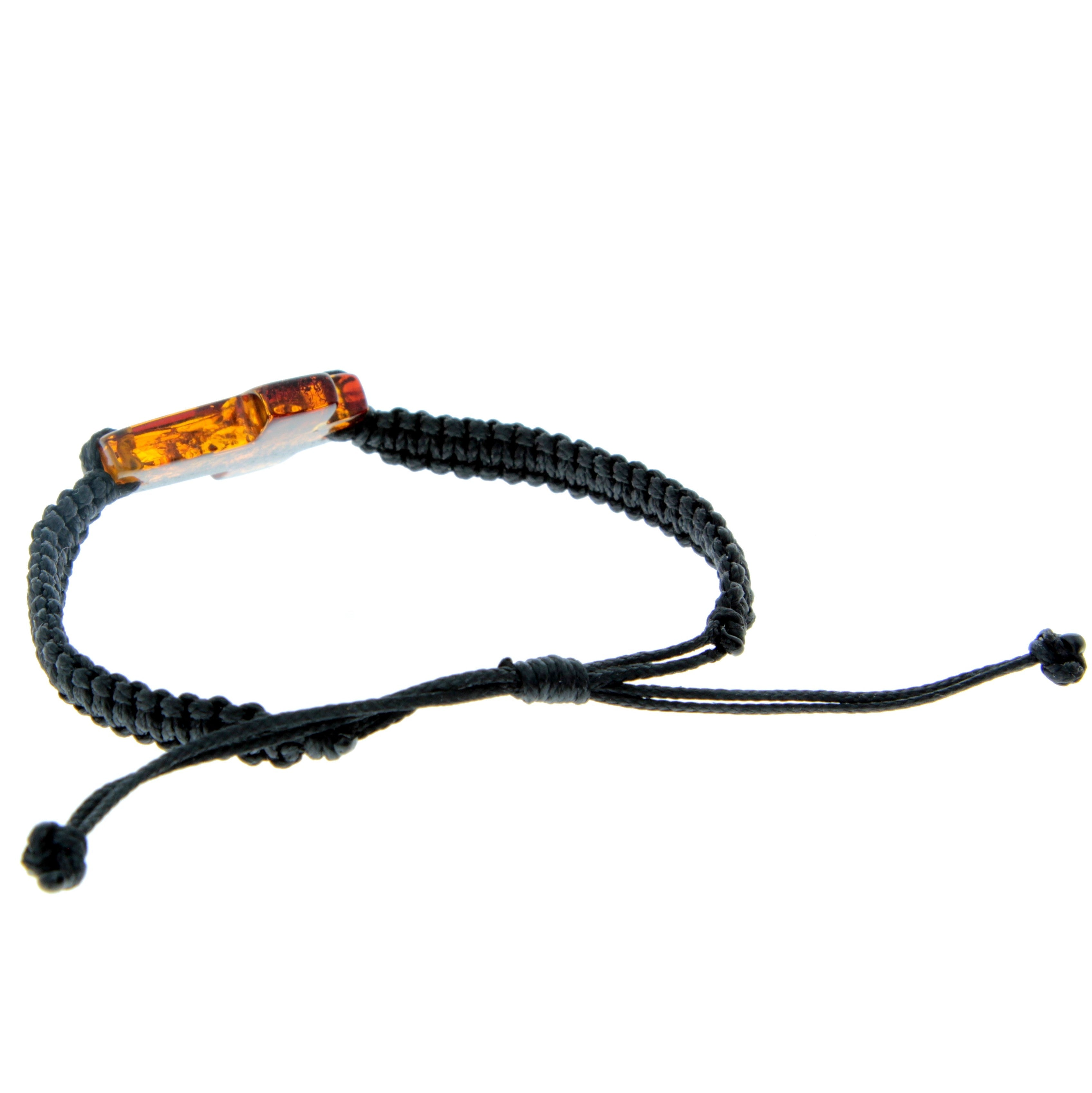 Genuine Baltic Amber Adjustable Bracelet for Men with Amber Cross - MB021