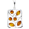 925 Sterling Silver & Genuine Baltic Amber 6 Stones Large Modern Pendant - M372