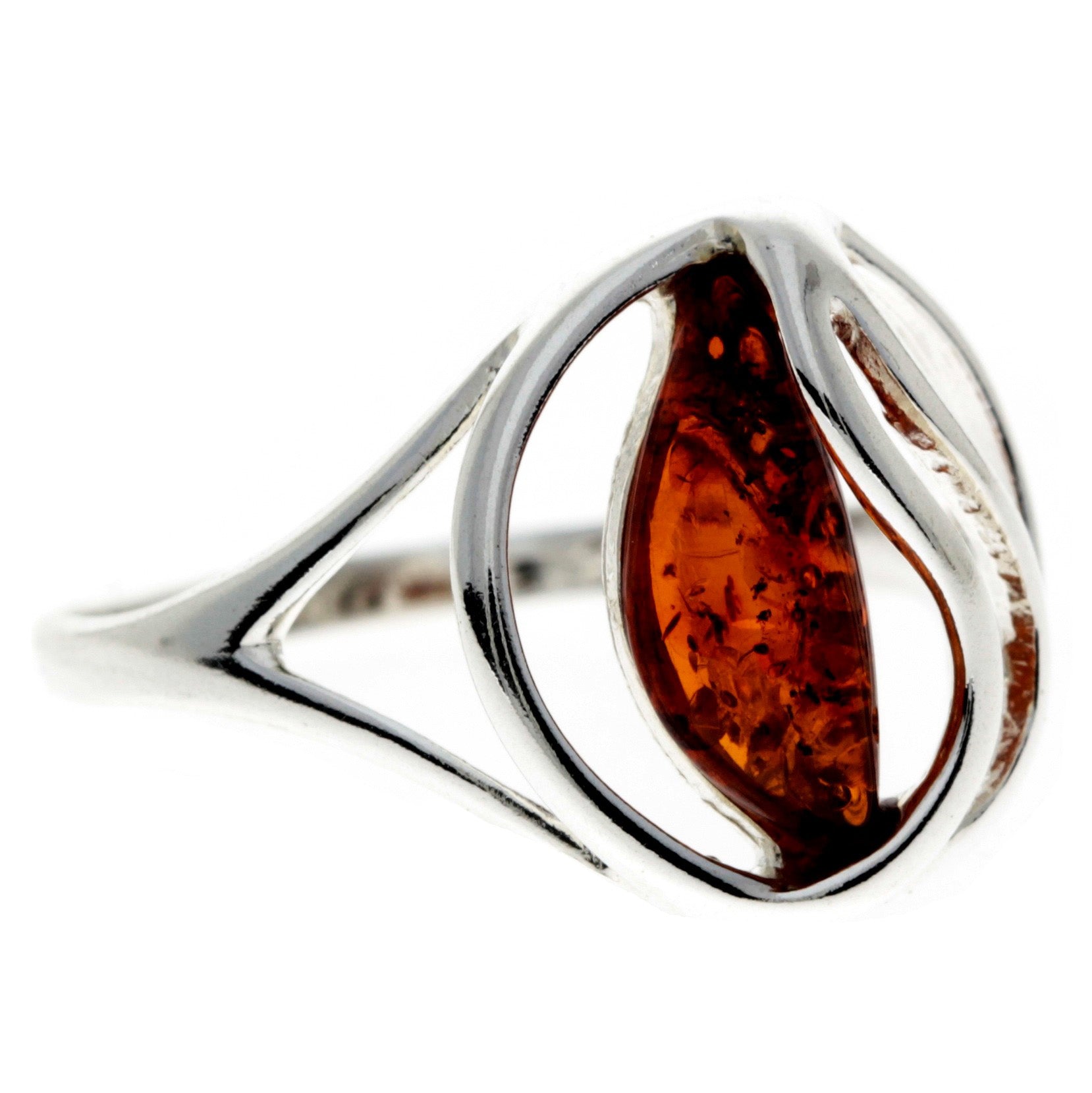 925 Sterling Silver & Baltic Amber Modern Ring - GL711