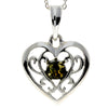 925 Sterling Silver & Baltic Amber Modern Heart Pendant - GL2006