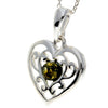 925 Sterling Silver & Baltic Amber Modern Heart Pendant - GL2006