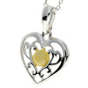 925 Sterling Silver & Baltic Amber Modern Heart Pendant - GL2006