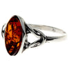 925 Sterling Silver & Genuine Baltic Amber Celtic Classic Ring - 7503