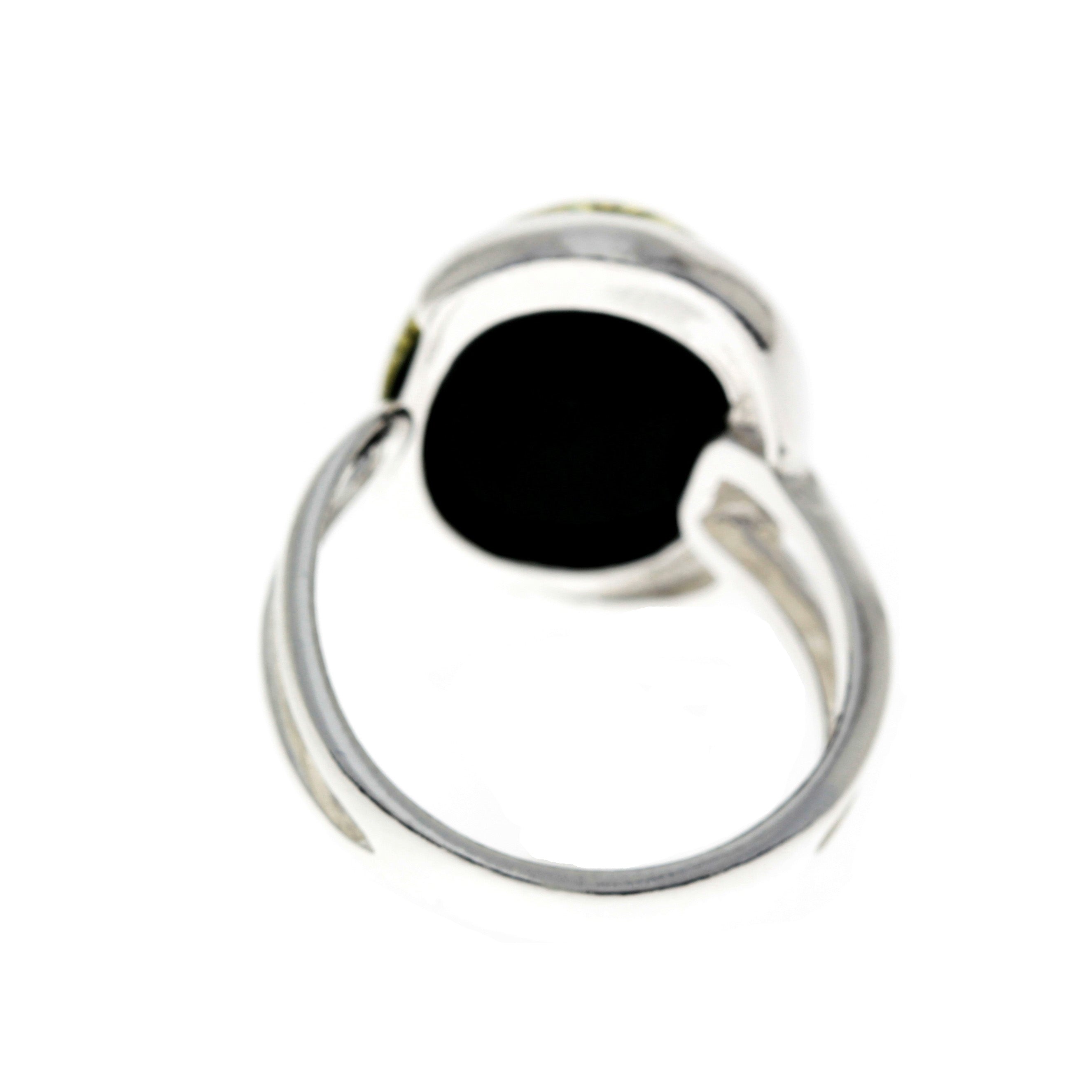 925 Sterling Silver & Baltic Amber Classic Adjustable Ring - GL464