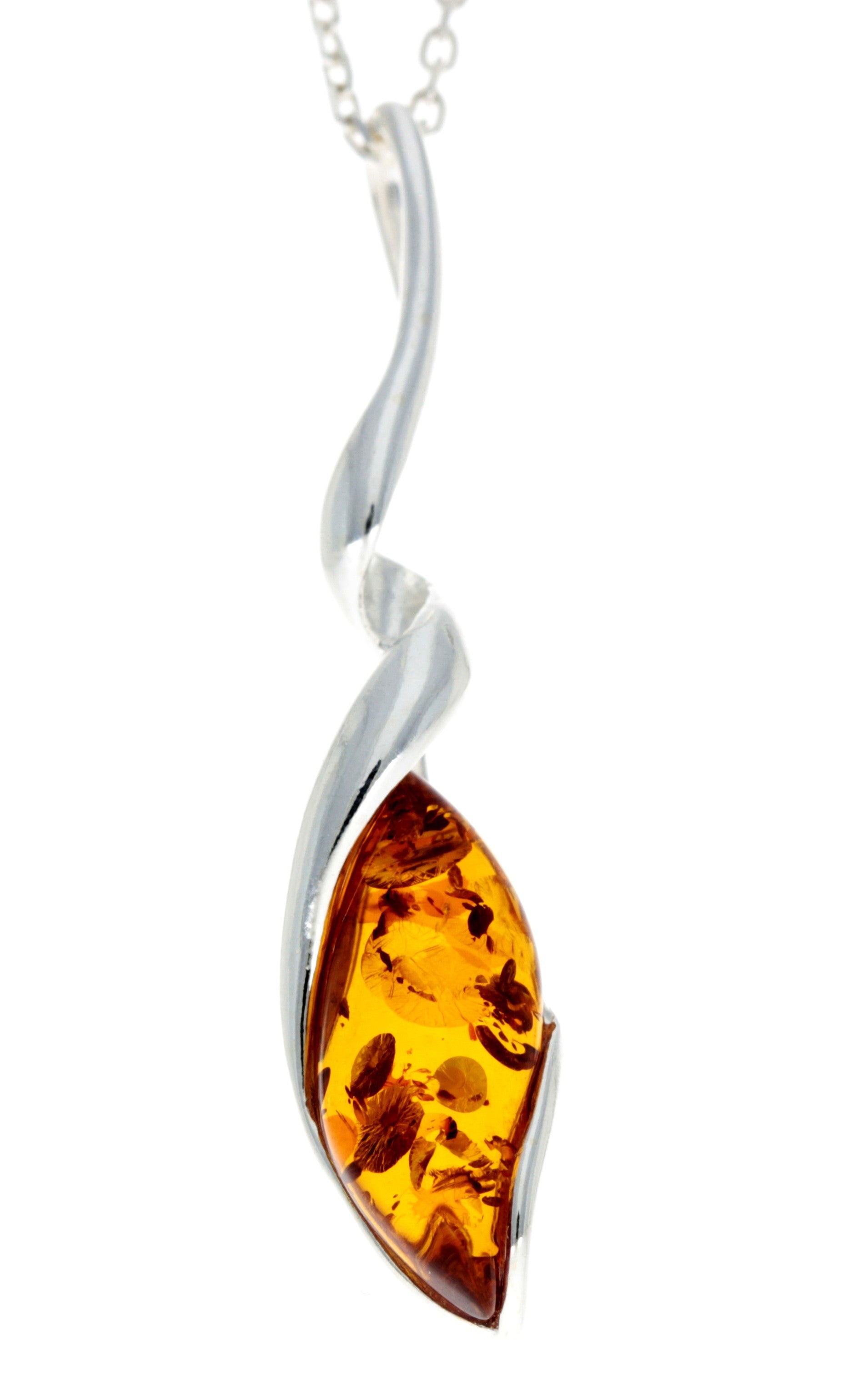 925 Sterling Silver & Baltic Amber Modern Pendant - GL387