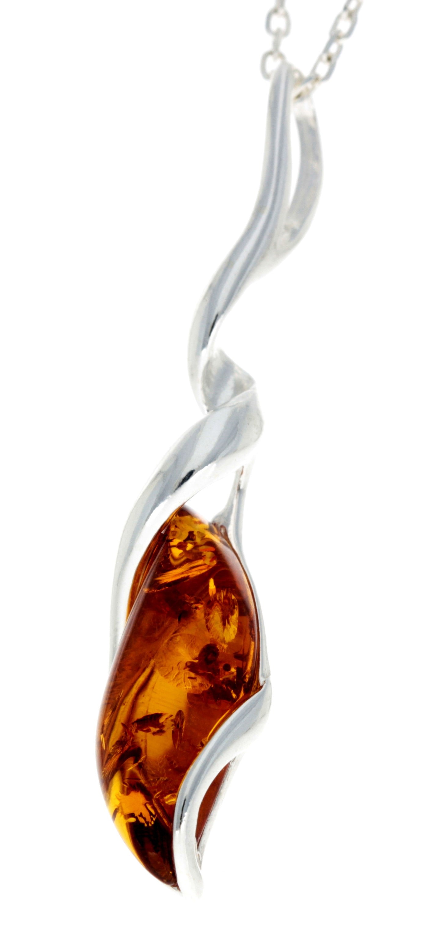 925 Sterling Silver & Baltic Amber Modern Pendant - GL387