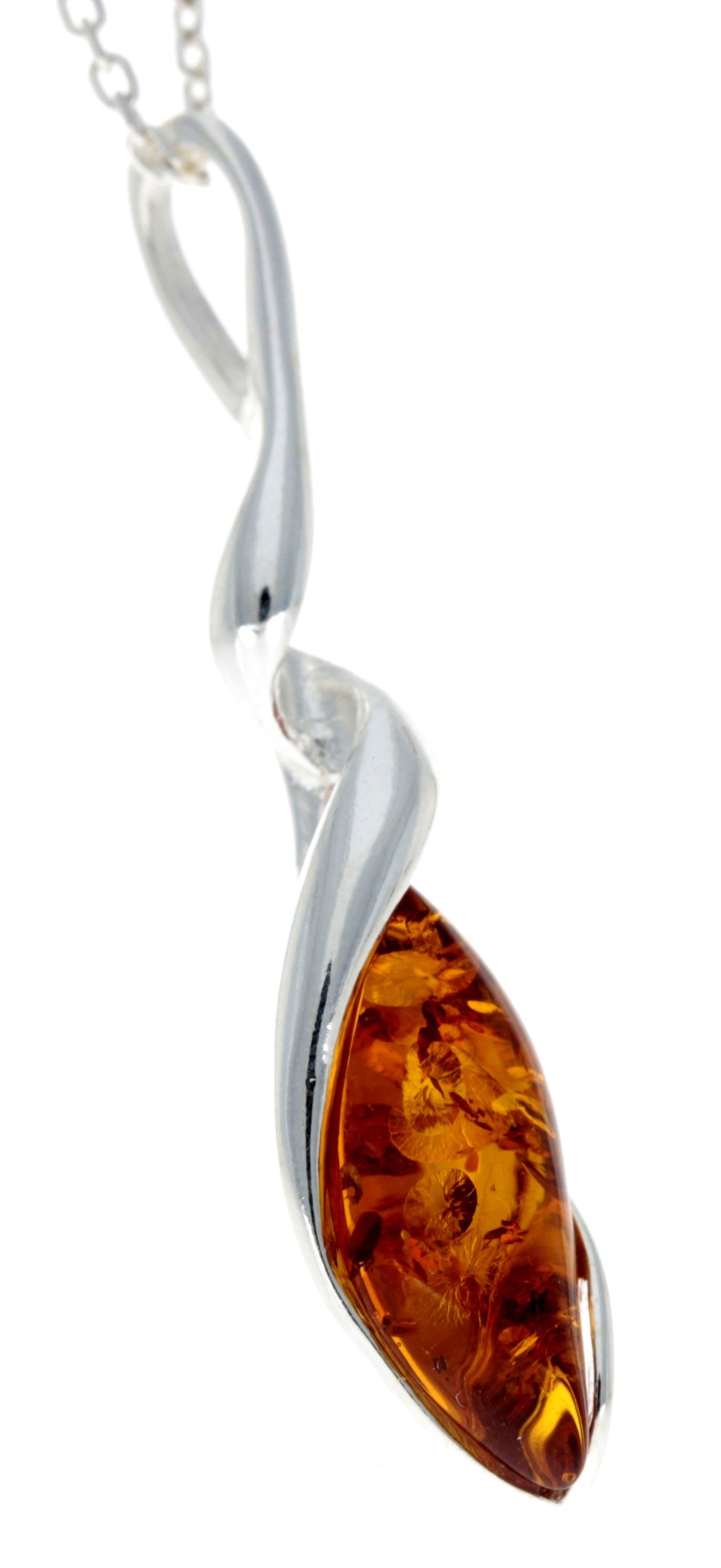 925 Sterling Silver & Baltic Amber Modern Pendant - GL387