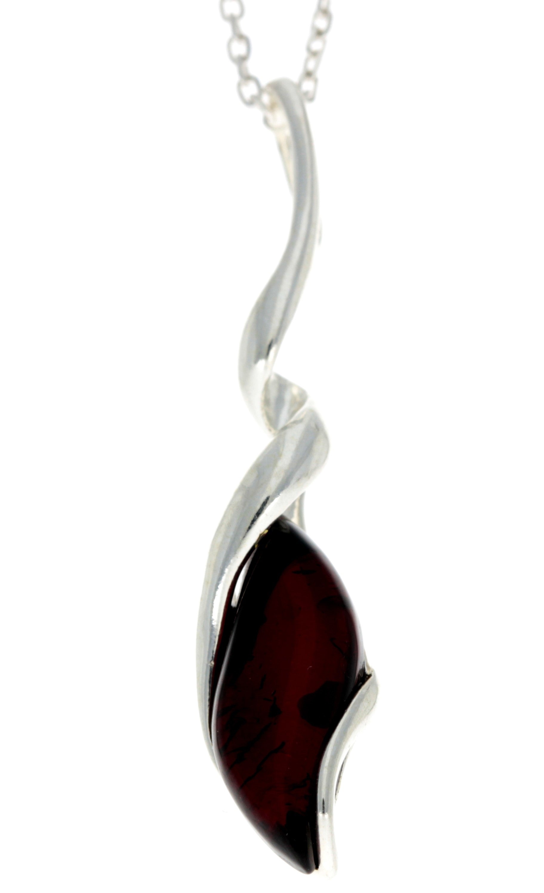 925 Sterling Silver & Baltic Amber Modern Pendant - GL387