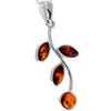 925 Sterling Silver & Baltic Amber Leaf Pendant - 1858