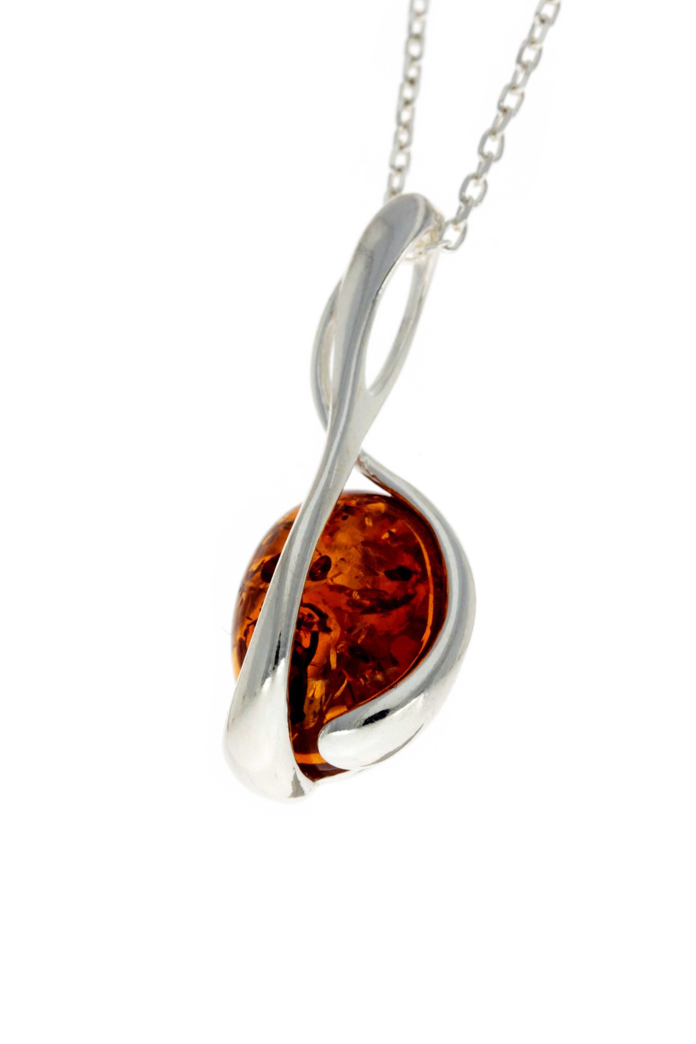 925 Sterling Silver & Baltic Amber Modern Treble Clef Pendant - GL373