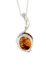 925 Sterling Silver & Baltic Amber Modern Treble Clef Pendant - GL373