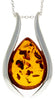 925 Sterling Silver & Baltic Amber Large Modern Pendant - GL213