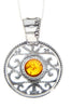 925 Sterling Silver & Baltic Amber Large Celtic Pendant - 1507