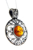 925 Sterling Silver & Baltic Amber Large Celtic Pendant - 1507