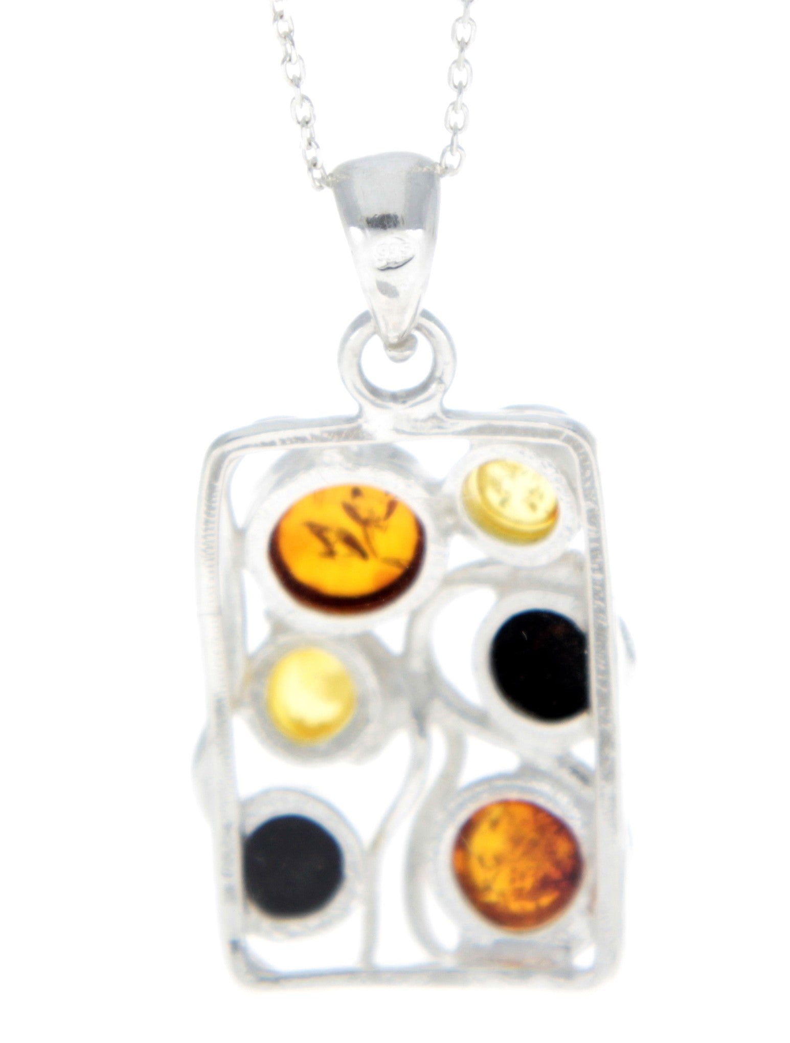 925 Sterling Silver & Baltic Amber Large Classic Pendant - 1810