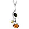 925 Sterling Silver & Baltic Amber Modern 3 Stone Pendant - M374