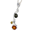 925 Sterling Silver & Baltic Amber Modern 3 Stone Pendant - M374