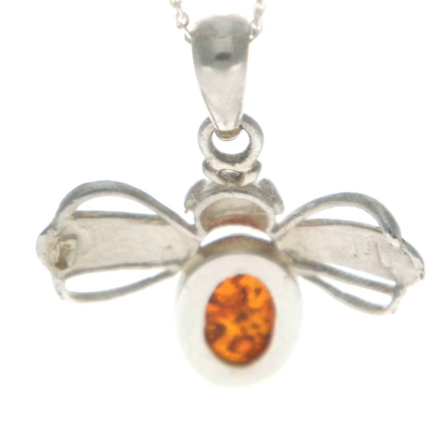 925 Sterling Silver & Baltic Amber Bumble Bee Pendant - K204