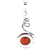 925 Sterling Silver & Baltic Amber Spiral Modern Pendant - M369