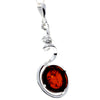 925 Sterling Silver & Baltic Amber Spiral Modern Pendant - M369