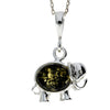 925 Sterling Silver & Baltic Amber Lucky Elephant Pendant - M376