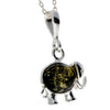 925 Sterling Silver & Baltic Amber Lucky Elephant Pendant - M376