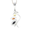 925 Sterling Silver & Baltic Amber 3 Stone Modern Pendant - M378