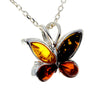 925 Sterling Silver & Baltic Amber Small Butterfly Pendant - AX201