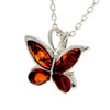 925 Sterling Silver & Baltic Amber Small Butterfly Pendant - AX201