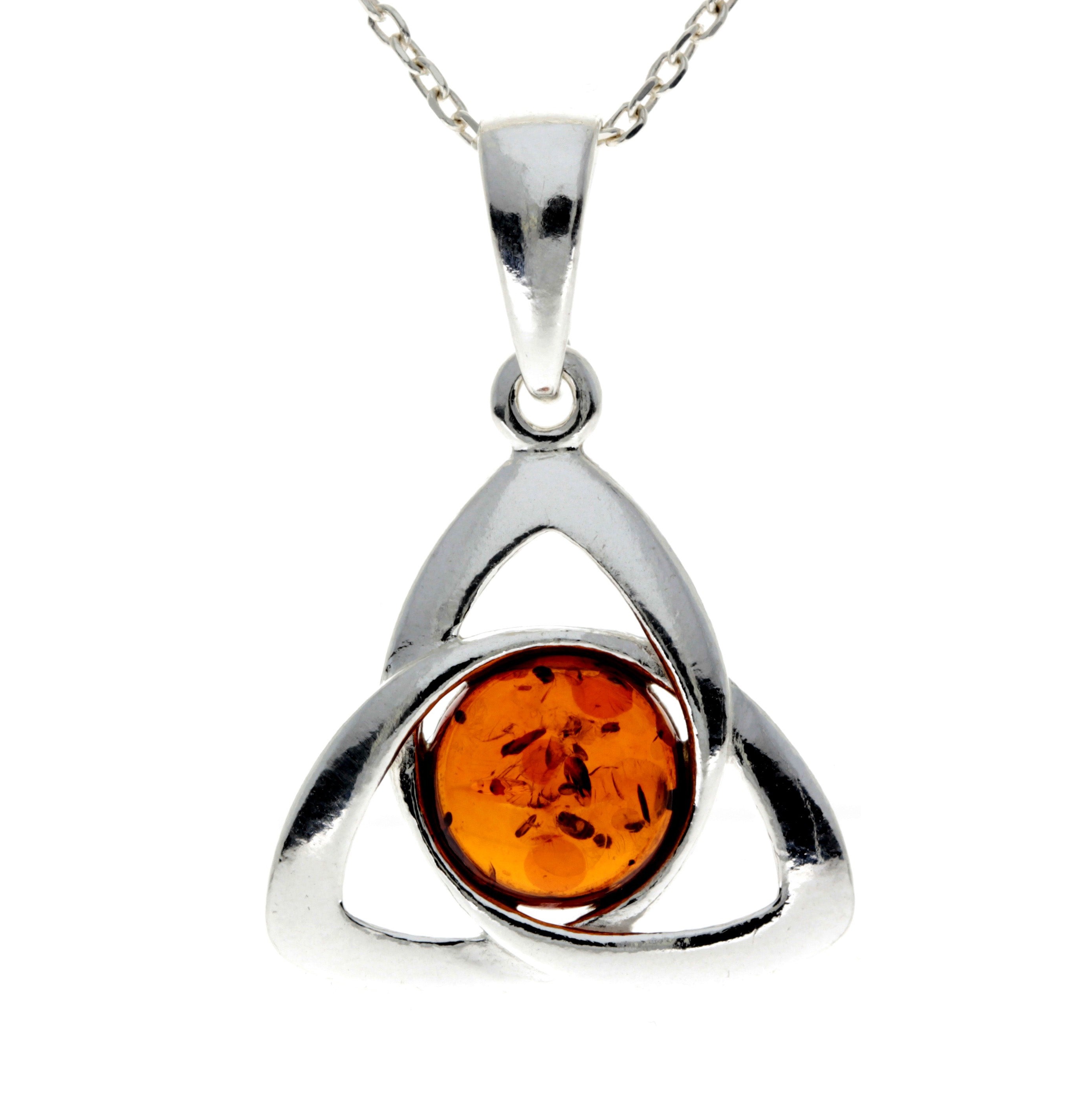 925 Sterling Silver & Baltic Amber Classic Celtic Pendant - GL2028