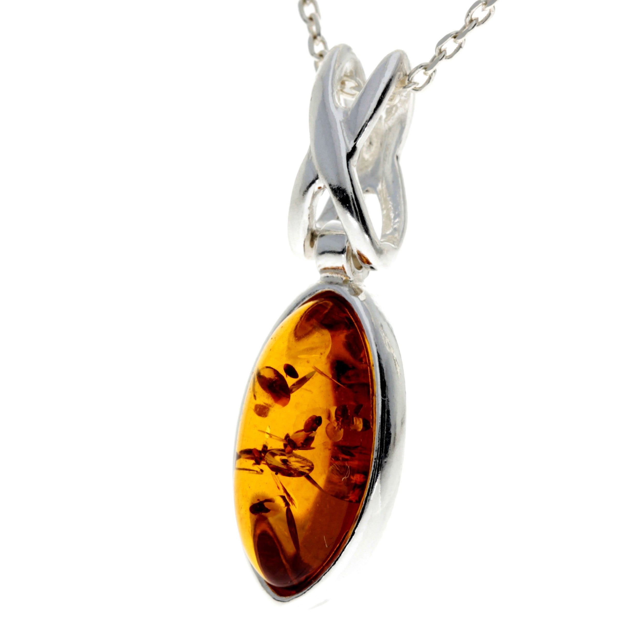 925 Sterling Silver & Baltic Amber Celtic Pendant - GL278