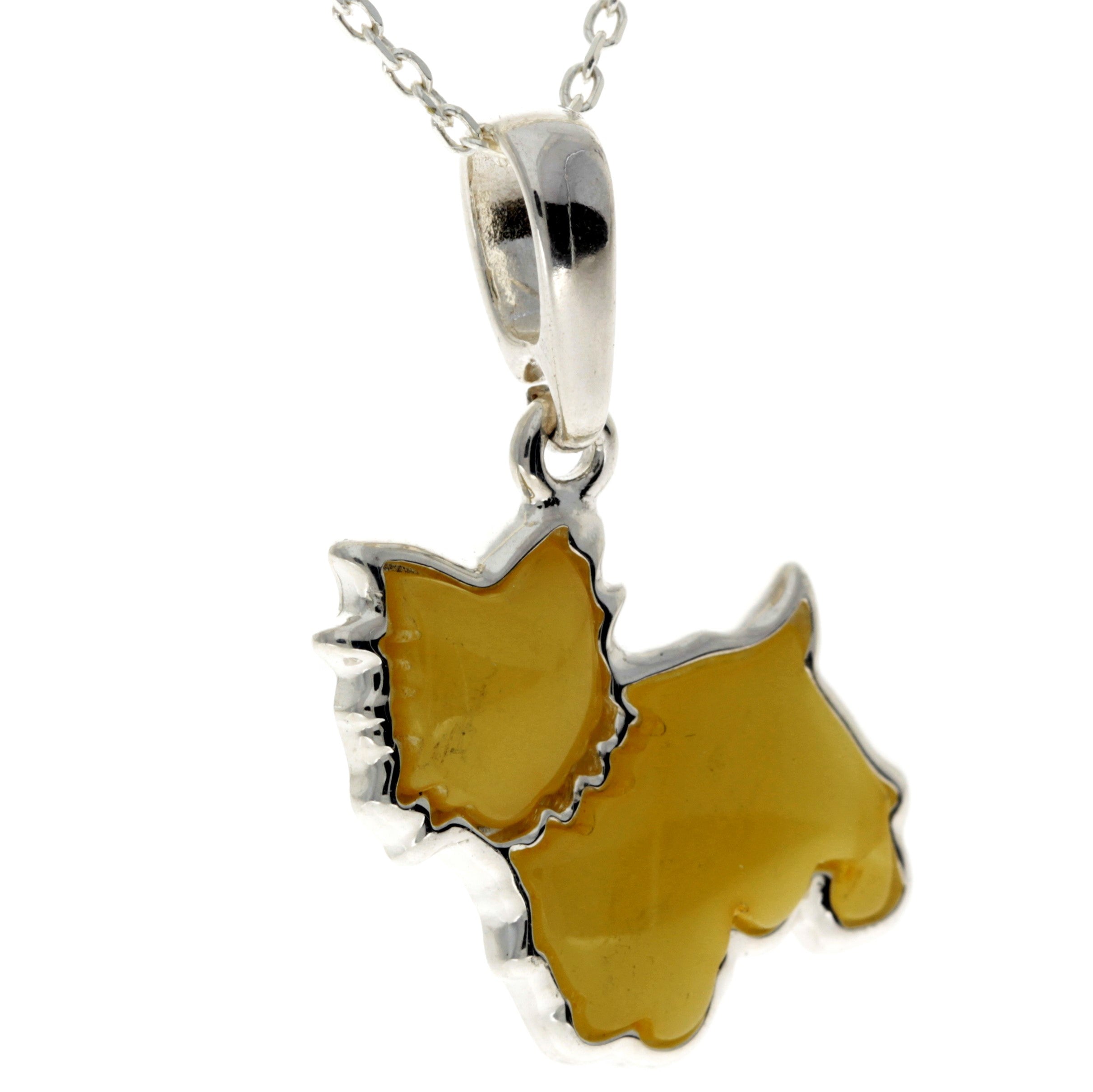 925 Sterling Silver & Baltic Amber Westie - Scotty Dog - AD218